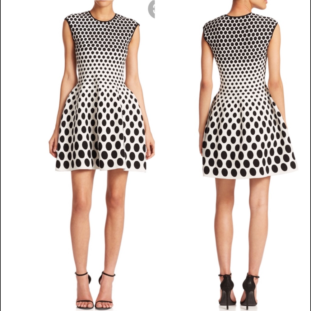 RVN Women's Black Modern Dot Jacquard Dress